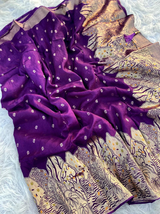 Luxuriant Dola Silk Purple Color Saree