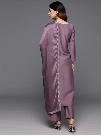 Women  Kurta Set  Embroidered Anarkali Purple