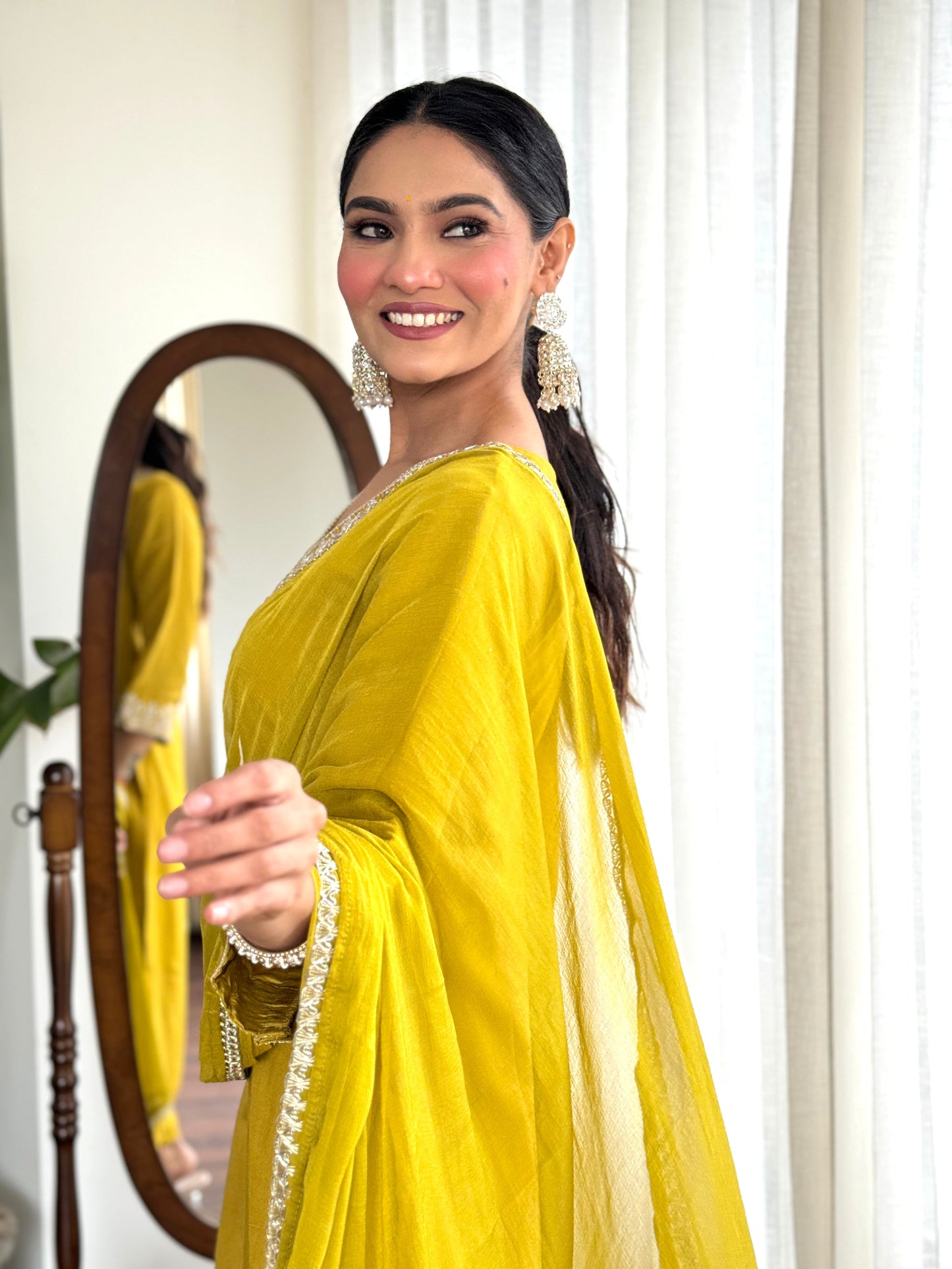 Yellow Kurta Suit Sets For Women Embroidered Designer