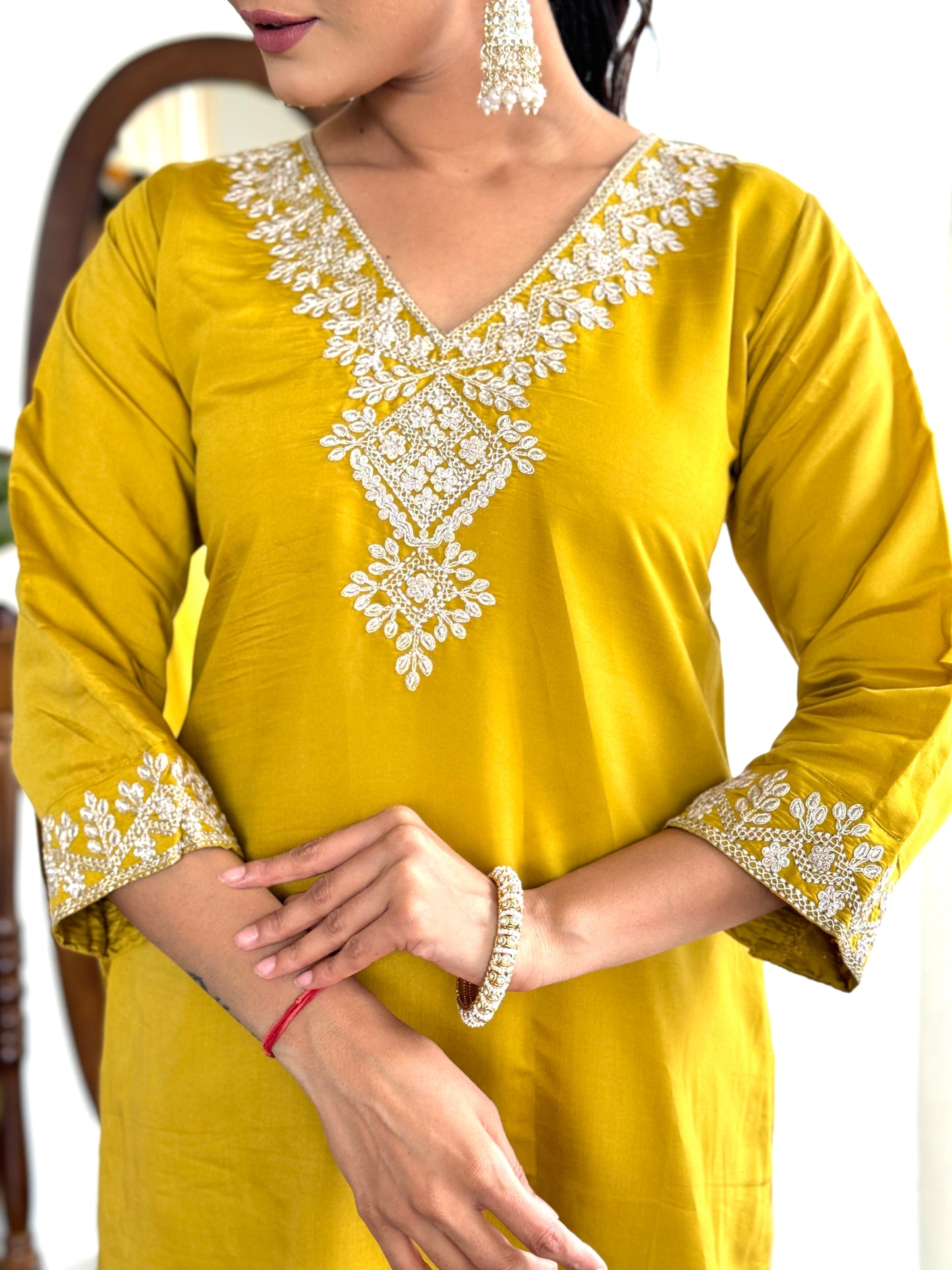 Yellow Kurta Suit Sets For Women Embroidered Designer