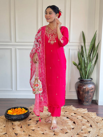 Wedding Pink Party Daily Festival Attractive Kurta Sets