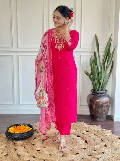 Wedding Pink Party Daily Festival Attractive Kurta Sets