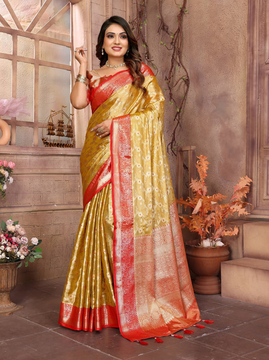 Awesome Tissue Silk Mustard Color Saree